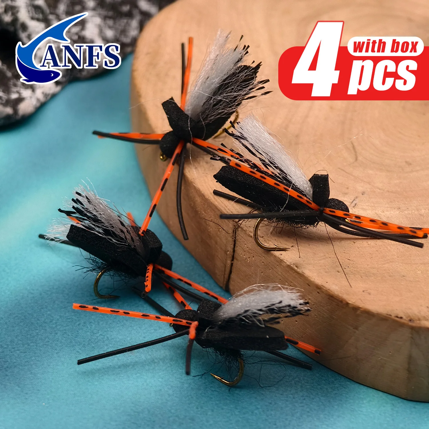ANFS 4 Stück Schaumstoff-Fliegen, Handgebundene Trockenfliegen zum Angeln, Fliegenfischen-Fliegen als Geschenk für Angler – Detail 2