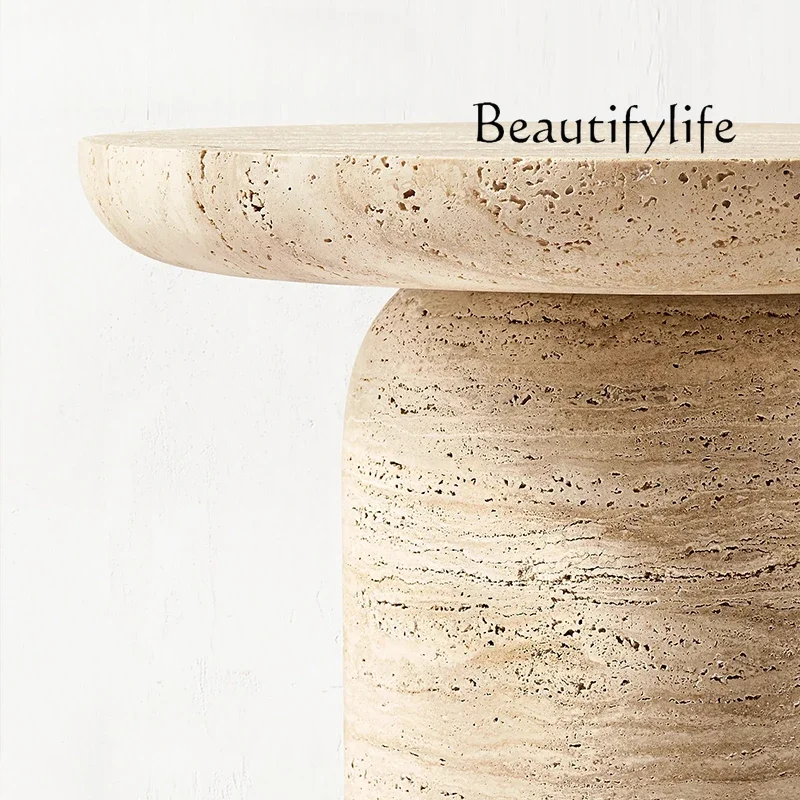 

Приставной столик X-образной формы из натурального травертина класса люкс, современный, простой, круглый, для дивана