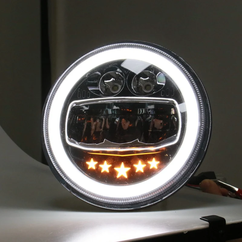 7 Inch LED Headlight 49W 32W Hi/Low Beam Round 7 Inch Headlights Halo Ring Amber Angel Eye For Motorcycle Headlight 12V