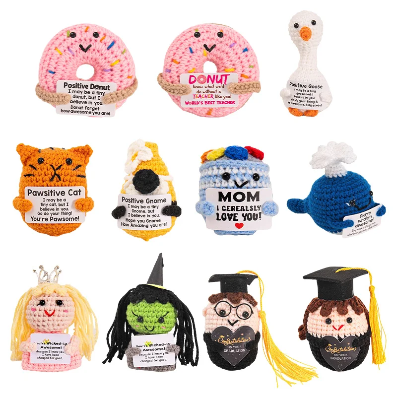 Adorno de ganchillo de patatas positivas, accesorio de escritorio, accesorio de oficina de animales de ganchillo Kawaii, regalo divertido, decoración de habitación, decoración de Halloween