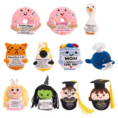 Positive Potatoes Crochet Ornament Desk Accessorie Kawaii Crochet Animal Office Accessorie Holiday Funny Gifts Room Decor