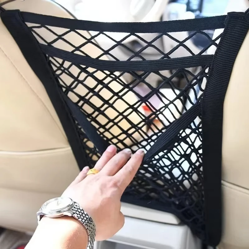 Universal Car Storage Net Bag Between Seats Car Divider Pet Barrier Stretchable Elastic Mesh Bag Organizer Auto Accessories