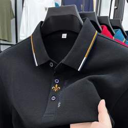 High end brand 100% cotton polo shirt men's high-quality fashion embroidery long sleeved t-shirt men's new style top in spring