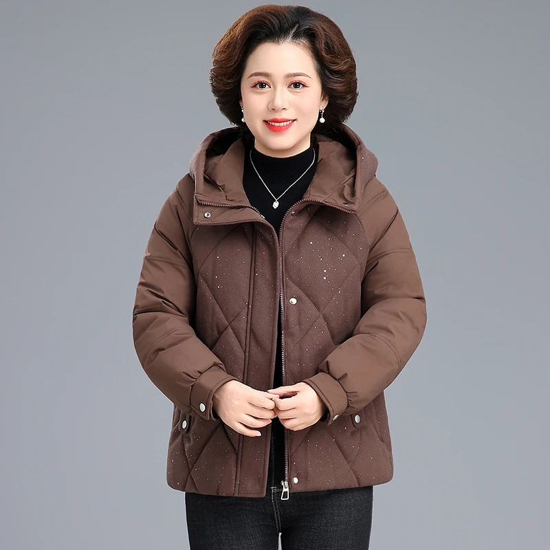 

Sli Winter Jaet for Mommy 2025 New Mid-aged And ly Wide Lady Autumn Winter down Cotton Coat Faionable Cotton Coa...