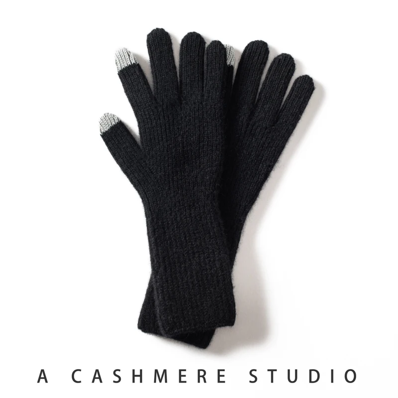 MERRILAMB Herbst Winter Handschuhe Frauen Hohe Qualität Kaschmir Stricken Weiche Warme Touchscreen Fäustlinge Stretch Solide Volle Finger Guantes – Detail 22