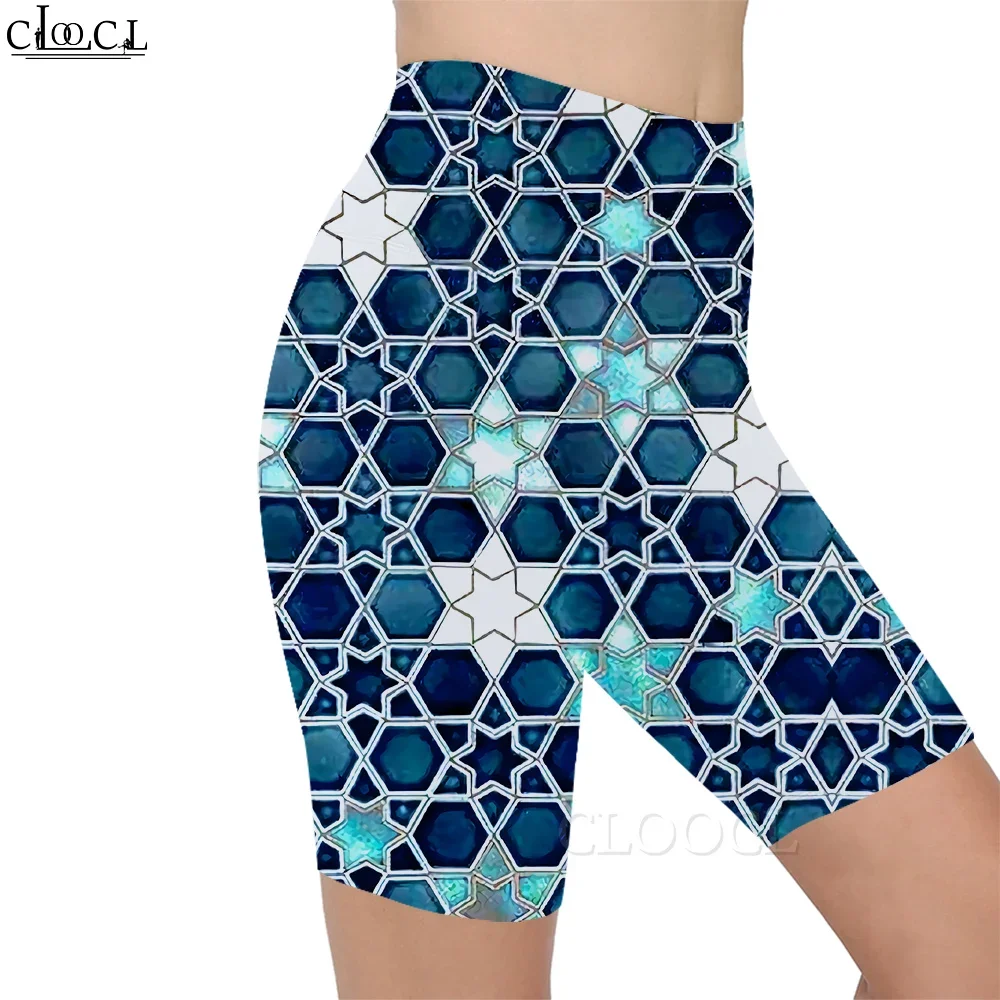 CLOOCL Retro legging met shellpatroon 3D-patroon bedrukte shorts Dames Gym joggingbroek voor buitentraining Push-up joggingbroek