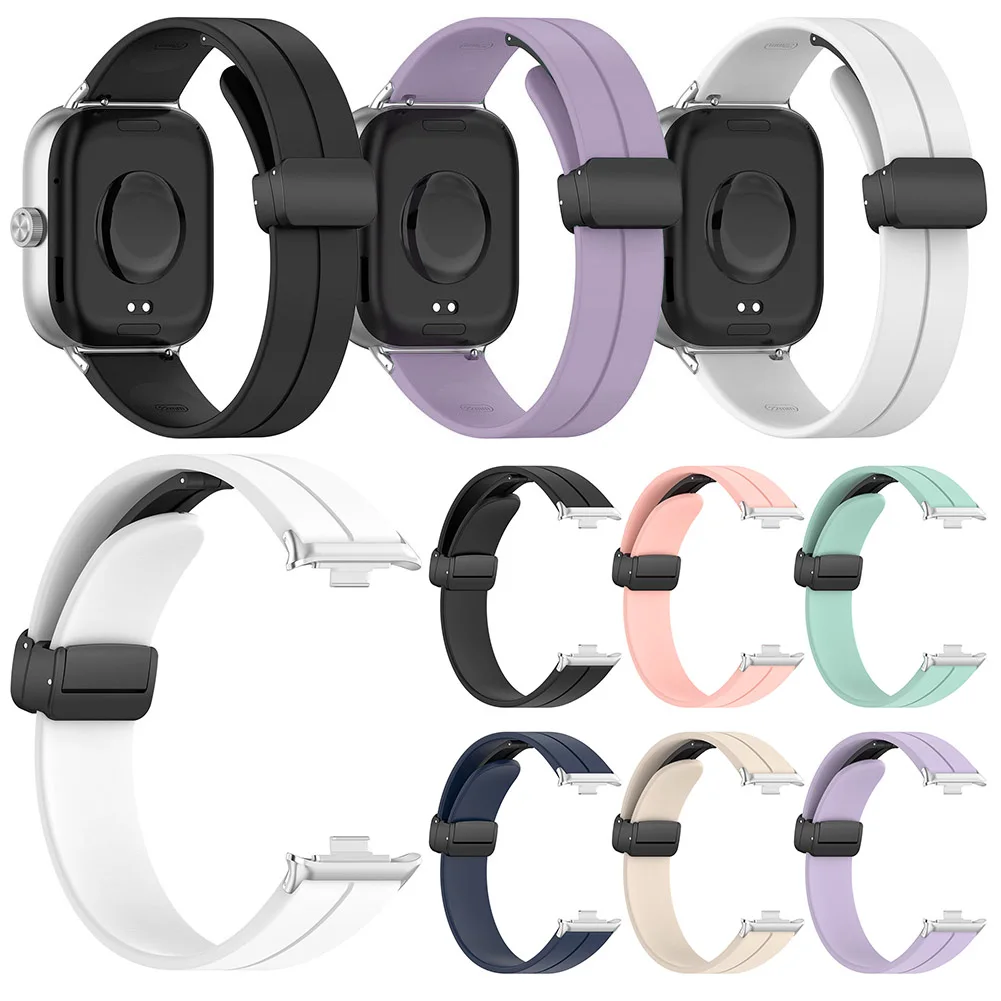 

Silicone Strap Sweatproof Wristband Magnetic Folding Buckle Comfortable Smart Watch Band for Redmi Watch 4 for Xiaomi Band 8 Pro