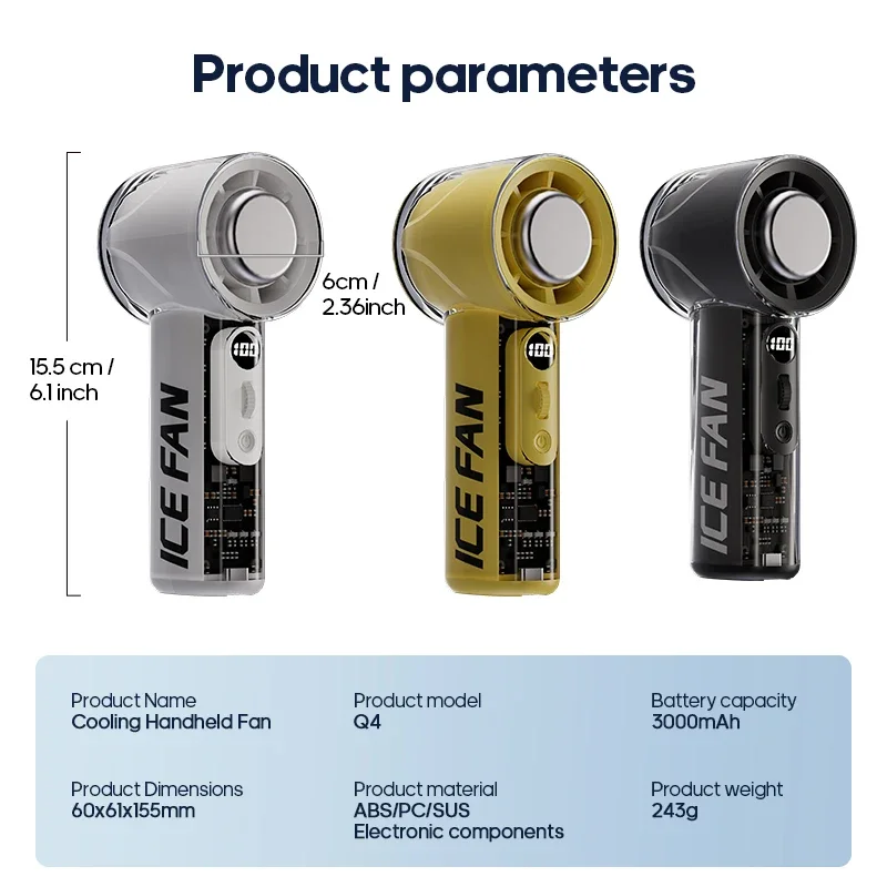 Outdoor New Portable Refrigeration Small Air Conditioner 100 Wind High-speed Mini Handheld Fan 3000mAh USB Outdoor Turbo Fan