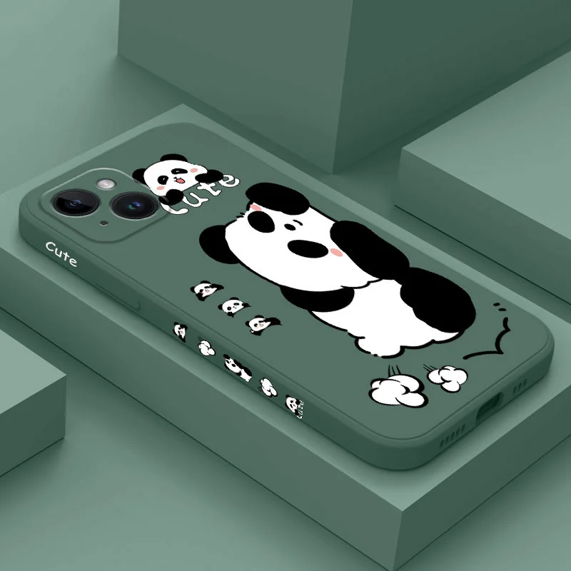 Sleeping Panda Phone Case For iPhone 16 15 14 13 12 11 X XR XS Plus Pro Max Mini Silicone Cover