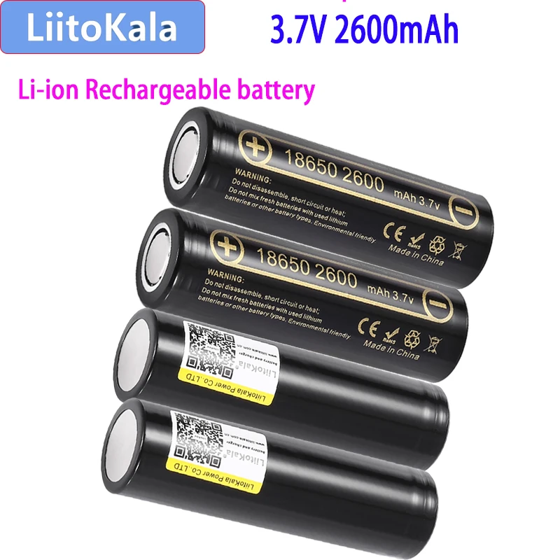 100% brand new original LiitoKala Lii-26A, with PCB 3.7V 18650 2600mah capacity rechargeable lithium-ion battery, used for LED f