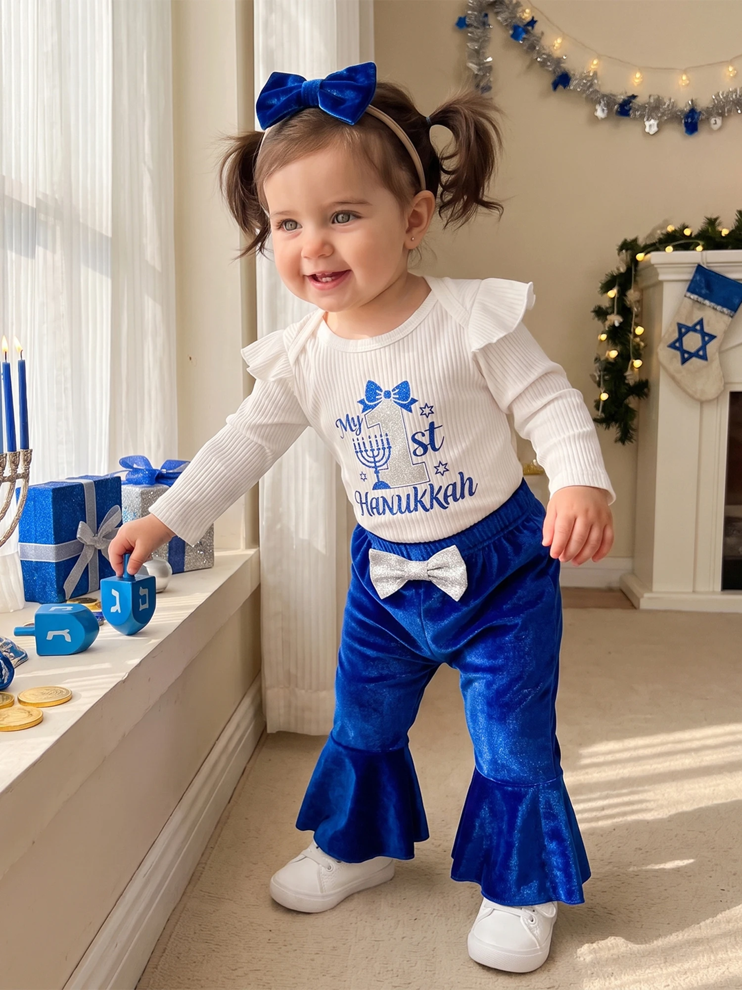 Girl Outfits Hanukkah Outfits Long Headband Hanukkah Outfits Baby Romper Pants Lightweight Baby Girl Hanukkah