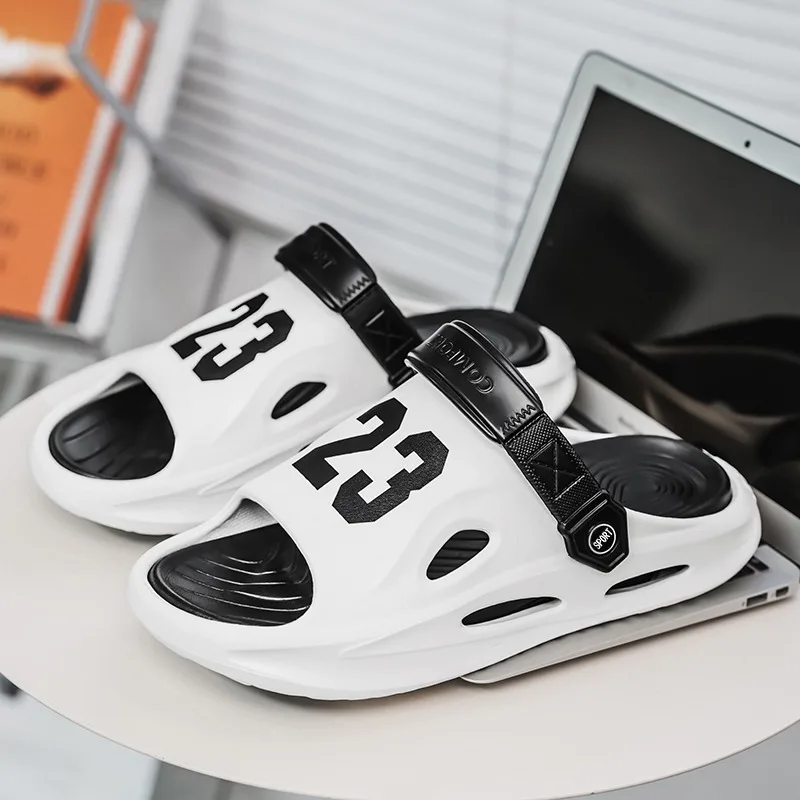 

Мужские летние шлепанцы Shevalues с толстой подошвой, пляжные тапочки, нескользящие тапочки для ванной, ультралегкие шлепанцы с надписями, мужские спортивные тапочки