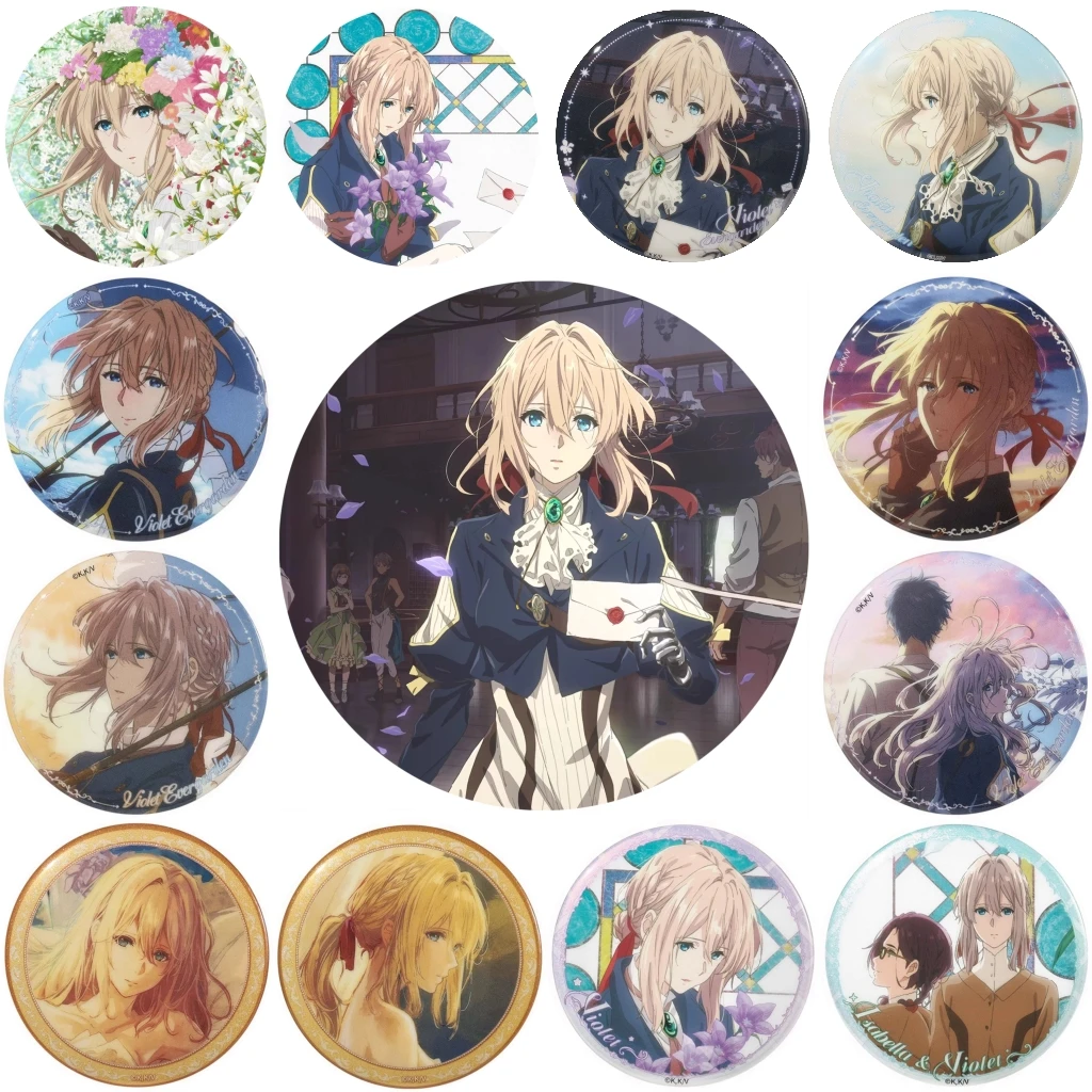 58mm Anime Violet Evergarden Lux Sibyl Claudia Hodgins COSTUME Cosplay Distintivo Spilla SPTE Spilla in banda stagnata ﻿   Prop Gilf