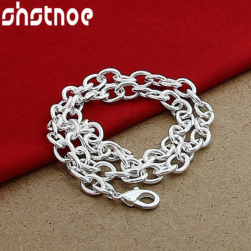 45cm 18 Inches 925 Sterling Silver Simple Side Chain Necklace For Men Women Birthday Party Fashion Trendy Jewelry Accessories
