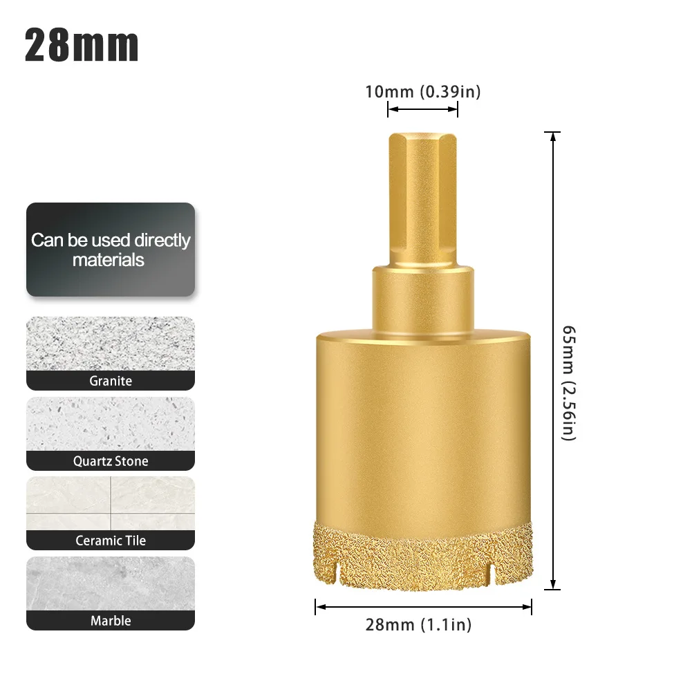 5pcs 28/30/32/35/40mmBrazed Tile Drill Bit Multi-functional Marble Vitrified Brick Granite Glass Drilling Dry Hole Opener