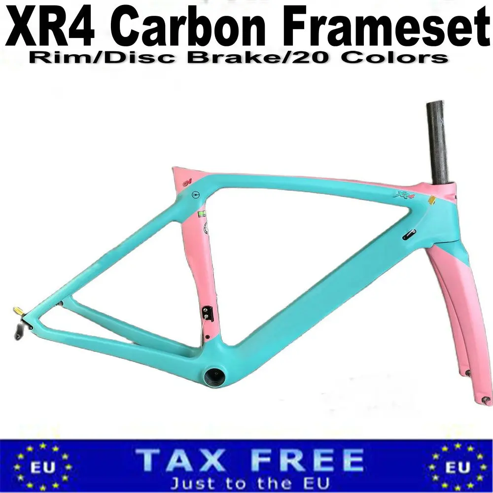 Light Weight Cycling Bicycle Frameset for Women, Carbon Blue, Pink XR4 Road Frame, RIM Disc Brake, XDB DPD, T1000