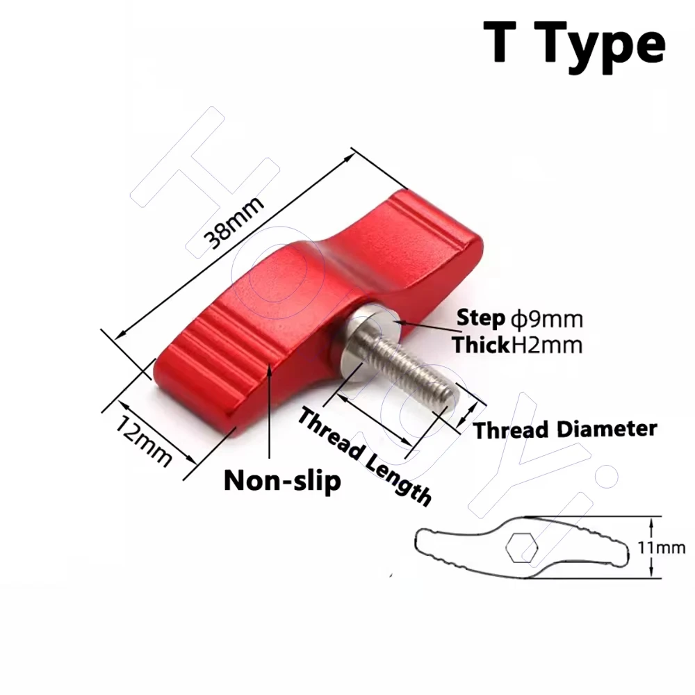 1Pcs M4 M5 M6 M8 Thumb Screws T Type/7 Type Hand Tighten Screw Handle Adjustable Butterfly Shape Screw for SLR Rail Rod Slider