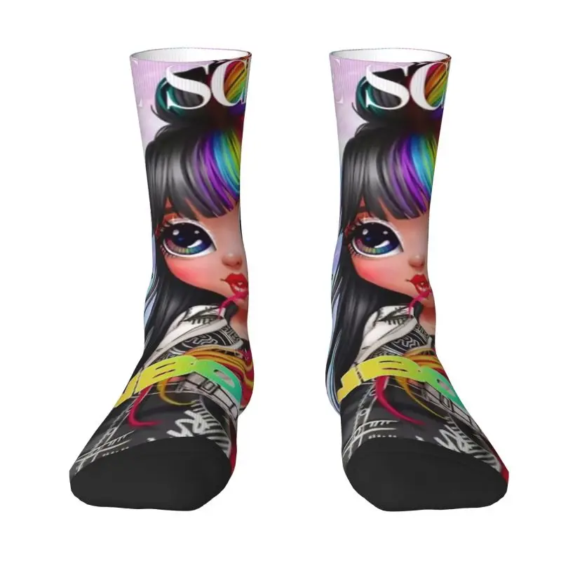 Rainbow High Men Women Crew Socks Unisex Novelty 3D Print Cartoon Animation Dress Socks