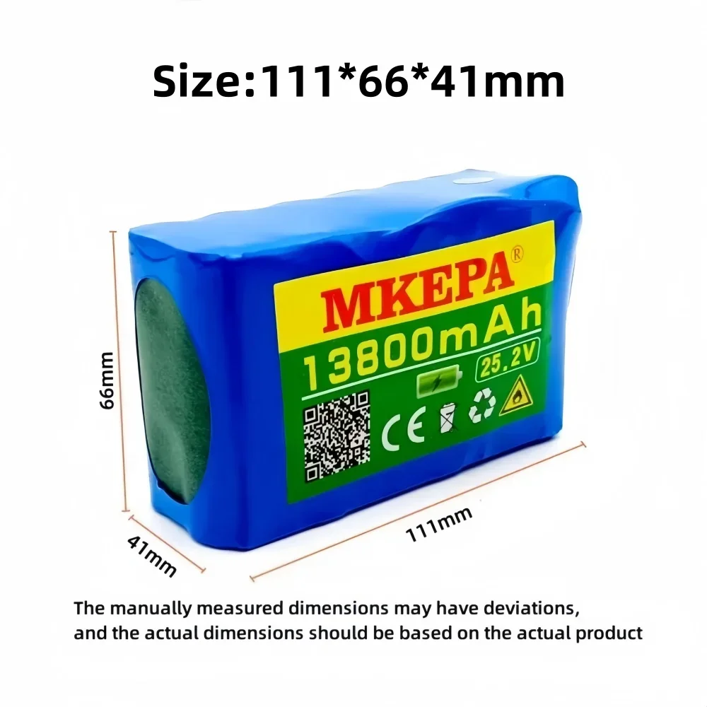 6S2P 25.2V, 13800mAh 18650 lithium-ion rechargeable battery, suitable for 25.2V remote-controlled boats, scooters, drones, etc.