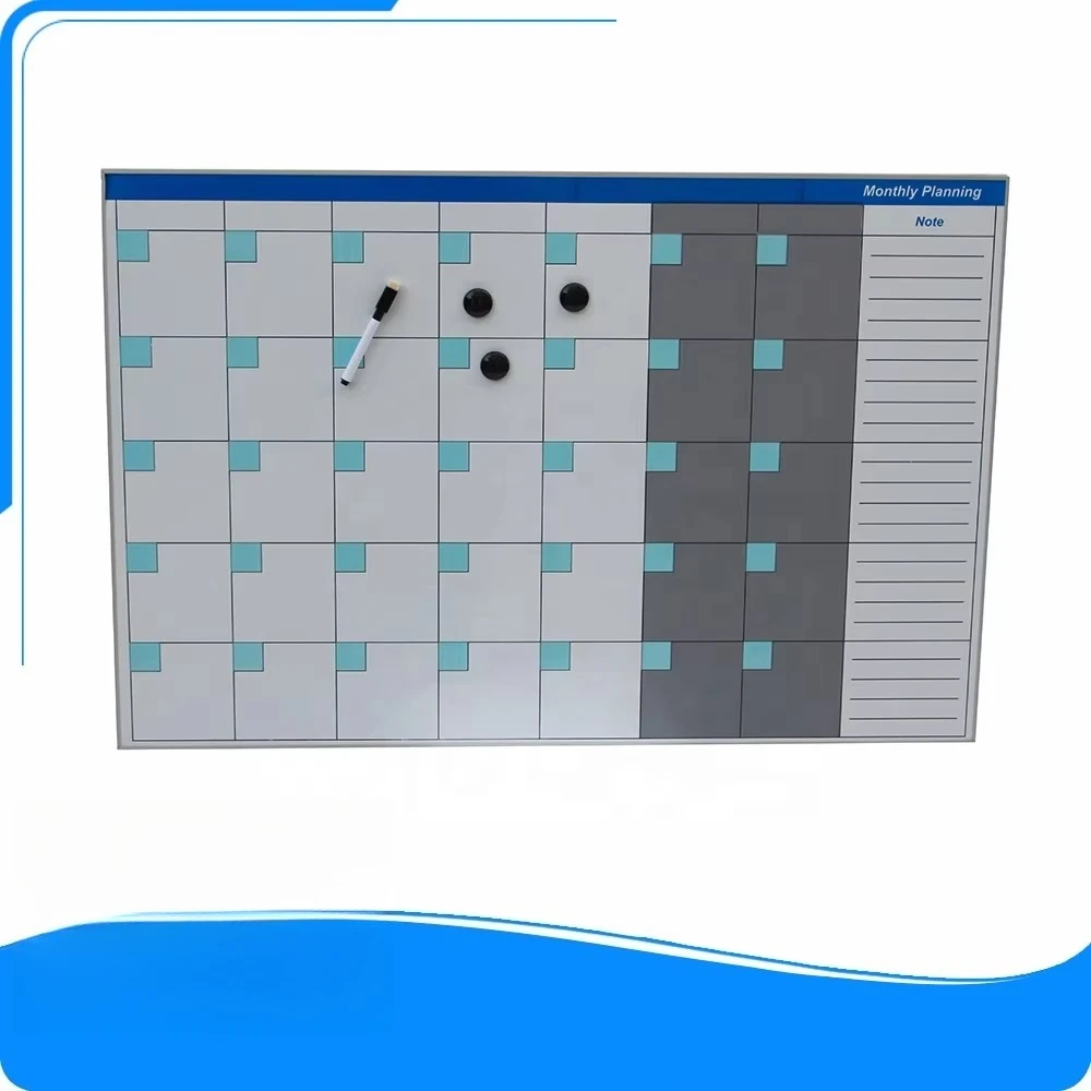 Office Wall Mounted Aluminum Frame Weekly Dry Wipe Calendar Schedule Whiteboard Household Magnetic Monthly Planner Board