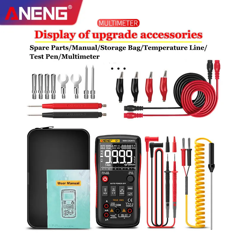 ANENG Q1 Digital Multimeter 9999 Counts Profesional Analog Multimetro DIY Transistor Capacitor NCV Testers Lcr AC DC Meter