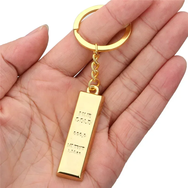 Fashion Metal Faux Ingot Bullion Keychain Key Chain Keyring Keyfob Women Handbag Charms Pendant Metal Key Rings Accessory S030