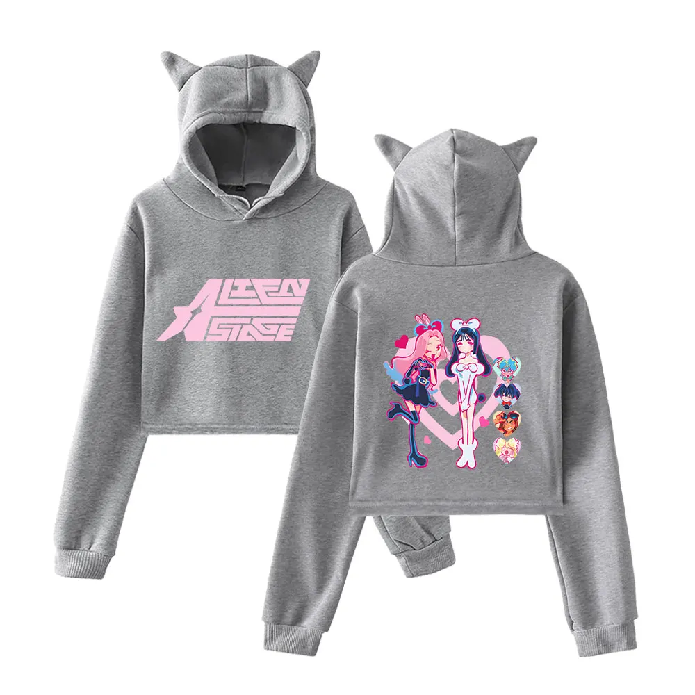 Alien Stage 2025 Merch Hoodies Sweatshirt for Girls Cat Ear Crop Pullover Casual Clothes