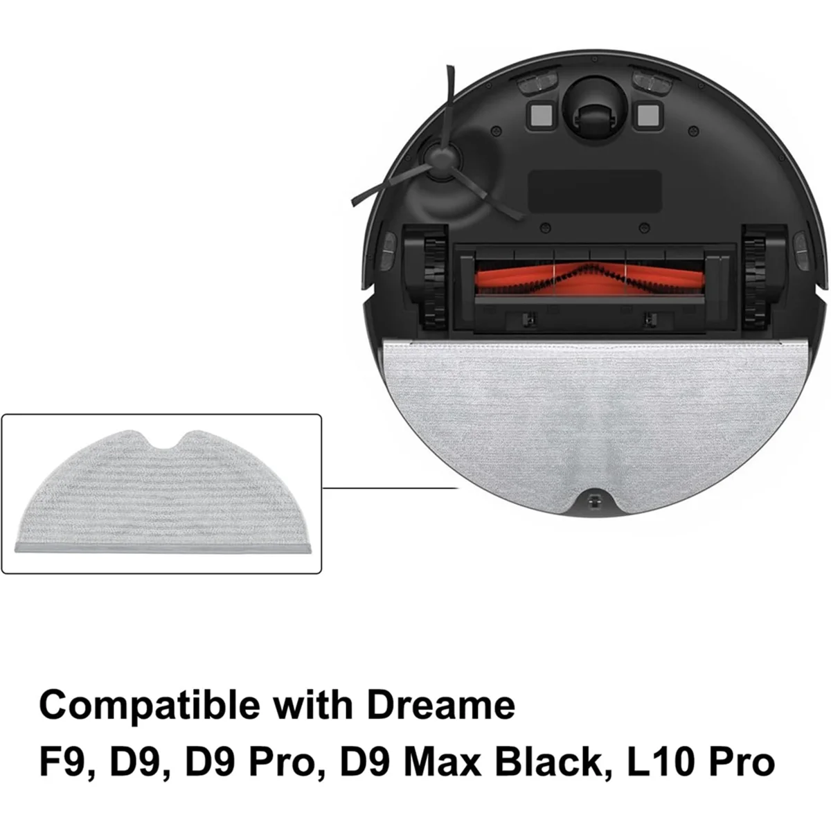 For Dreame F9, D9, D9 Pro, D9 Max Black, L10 Pro Robot Vacuum Cleaner Mop Cloth Pads Replacement Parts