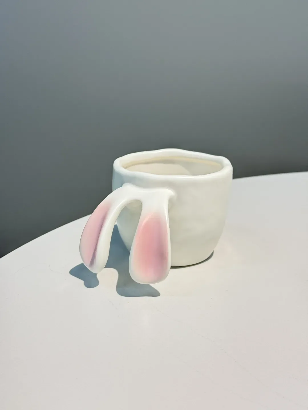 Cute 3D Rabbit Ear Ceramic Cup, Irregular Wave Rabbit Handle Coffee Teacup, Creative Tableware Girl Birthday Gift