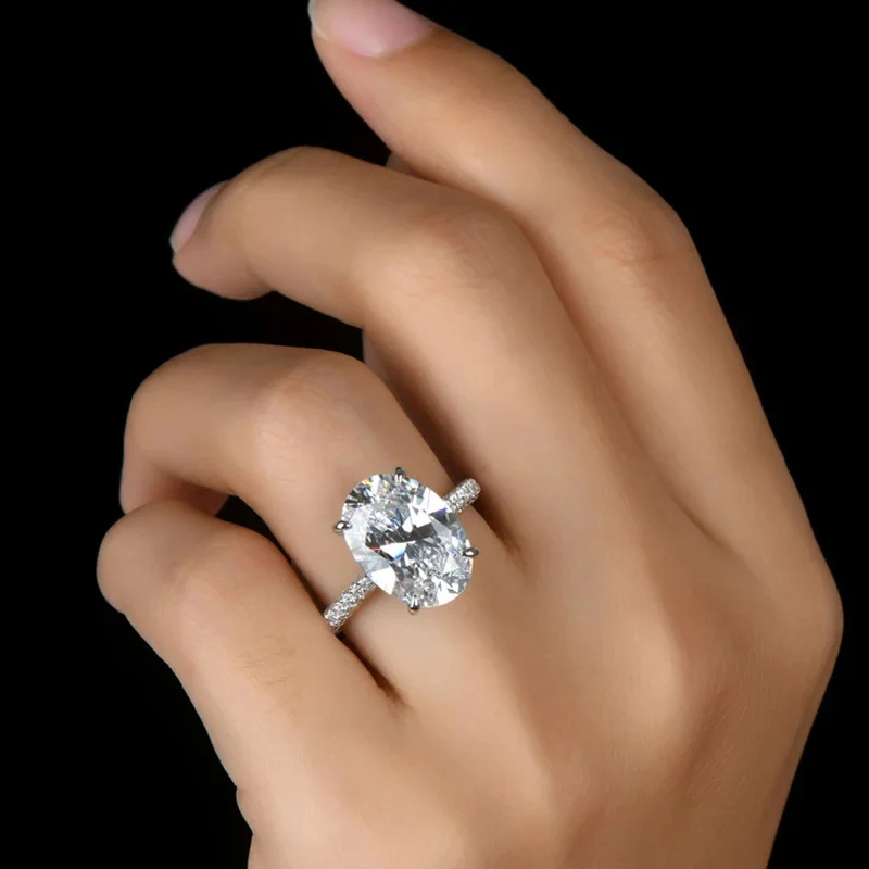 

Кольцо с овальным муассанитом 8 карат для женщин, серебро S925, сверкающий лабораторный бриллиант, обручальное кольцо, изысканные ювелирные изделия