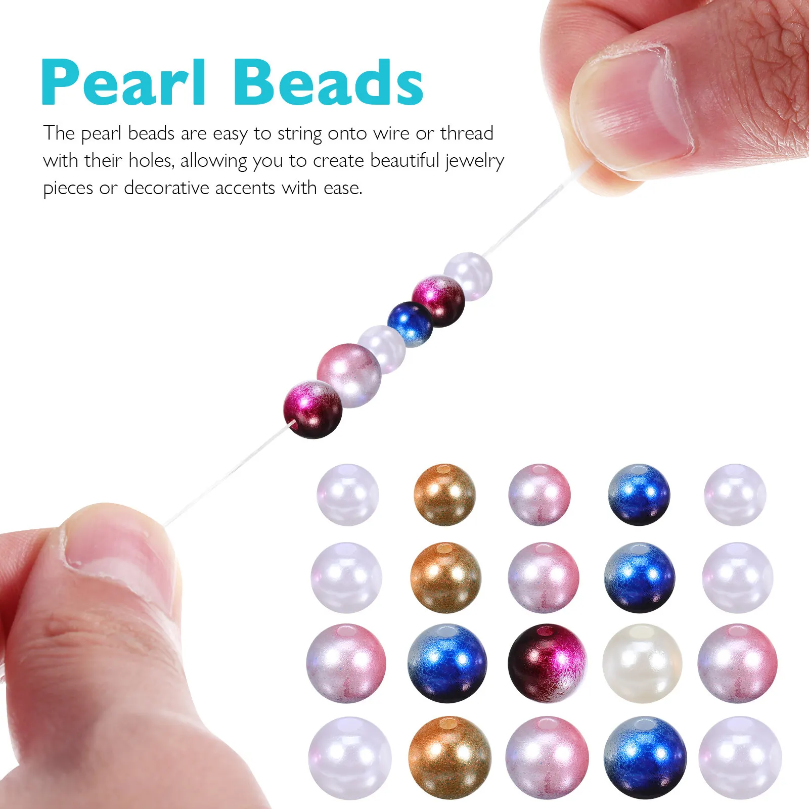 Pearl Beads Assorted Sizes Colors Gradient Faux Pearls for Jewelry Making, DIY Bracelet Necklace Craft, Vase Filler