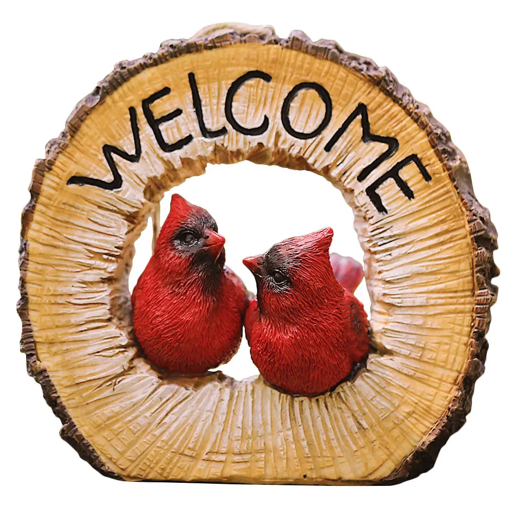 

Resin Couple Bird Pendant Lightweight Welcome Hanging Ornament for Garden Porch Outdoor Decorative Bird Pendant