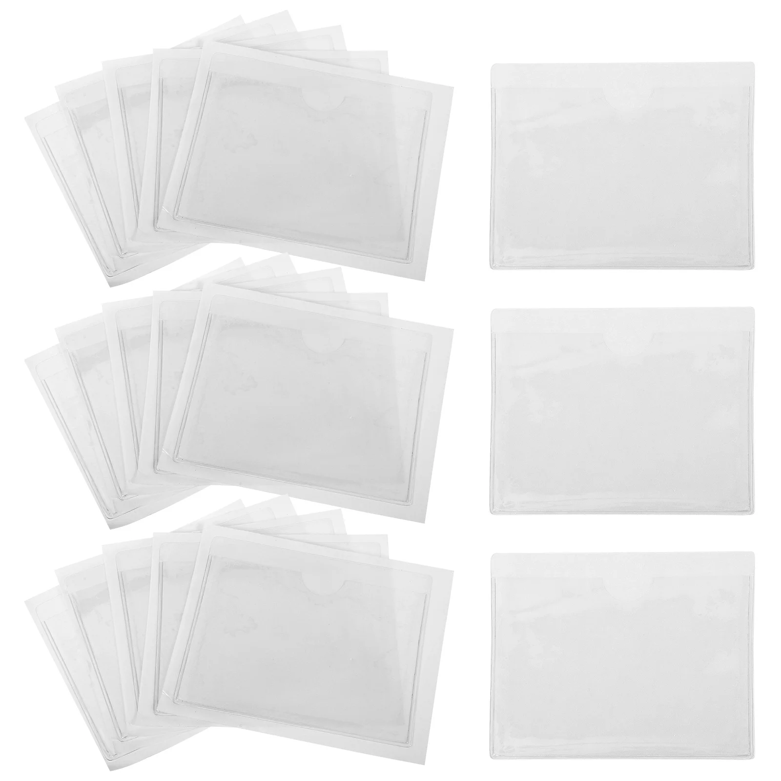 

50pcs Pvc Label Pouch Clear Self-Adhesive Card Holders For Office School Warehouse Organizing Sticky Index Pockets Plastic