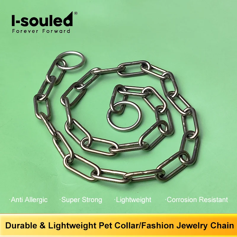 9.5 MM Pure Titanium Pet P Leash Chain Training  Dog Collars Chains
