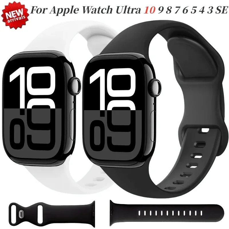 

Спортивный силиконовый ремешок для Apple Watch 10 46 мм 42 мм 9 8 7 45 мм 41 мм Ultra 2 49 мм Ремень iWatch 6 5 4 3SE 44 мм 40 мм Correa