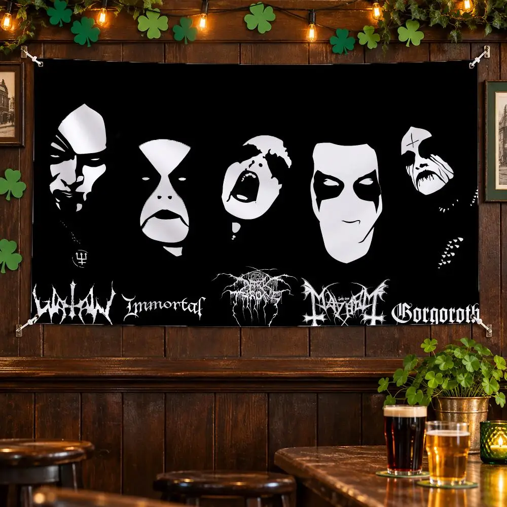 Band M-Mayhem Canvas Painting Modern Flags No Hem Banner Anti Fade Washable Home Wall Decor Multi Sizes