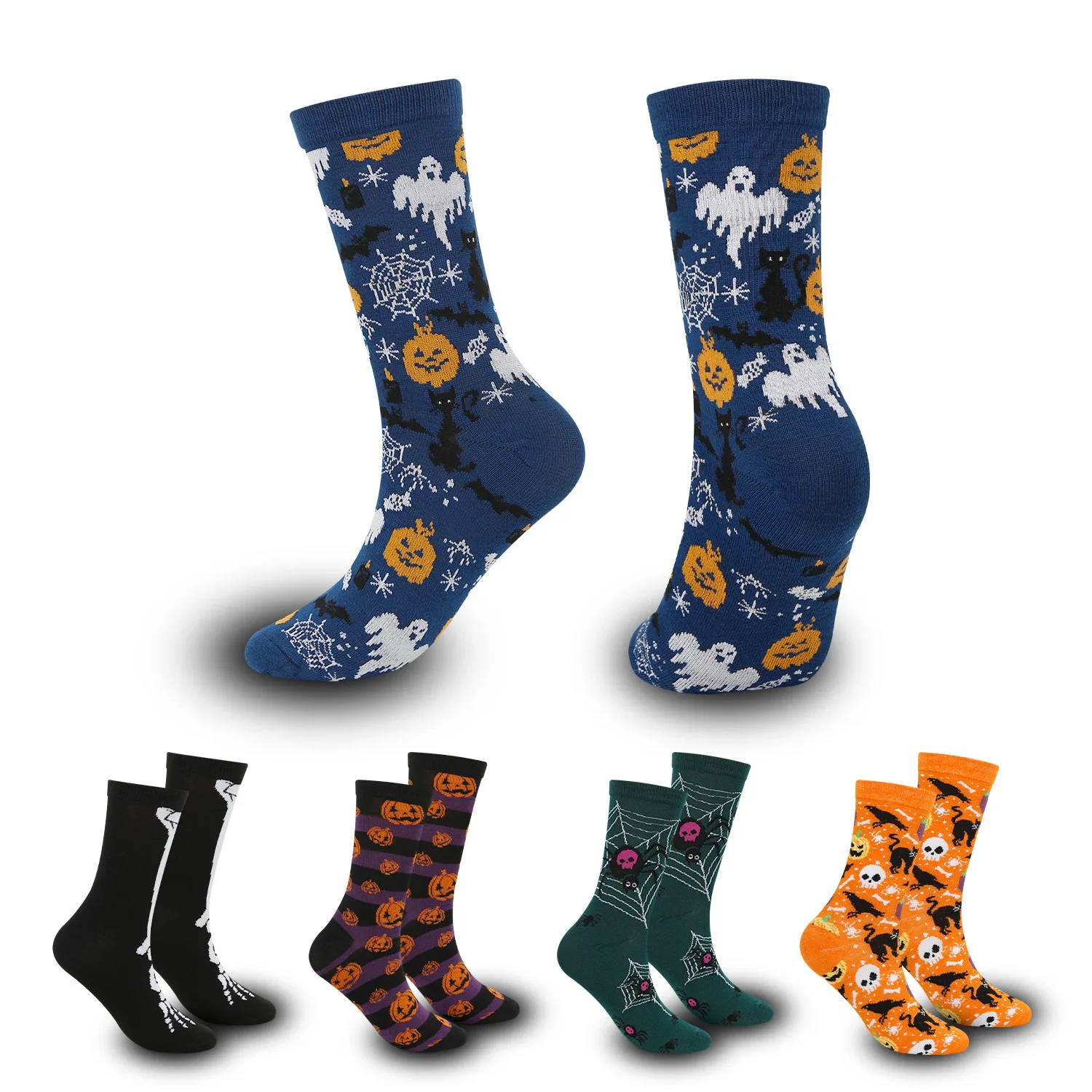 Halloween Casual Frauen Socken Kreative Cosplay Hip Hop Neuheit Harajuku Knochen Spinne Web Männliche Skateboard Paar Lange Socken