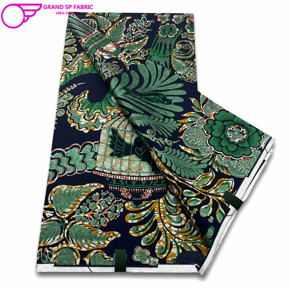 

Grand Super Fabric 100% Cotton African Wax Fabric High Quality Wax Print Ankara Fabric For Sewing 6yards Women Fabric FF-1-F