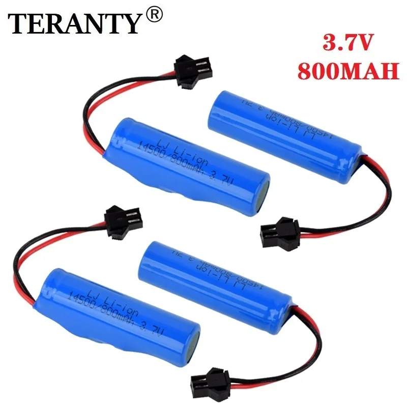 1-5PCS 3.7v 800mah lipo battery For JJRC C2 D828 RC Car Parts 14500 SM-2P For RC Stunt Dump Car Battery Toys Accessories