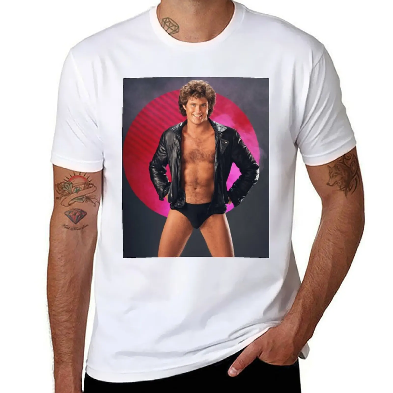 David Hasselhoff Vintage T-shirt Summer Clothes quick-drying Funnys Plain Men's Clothing