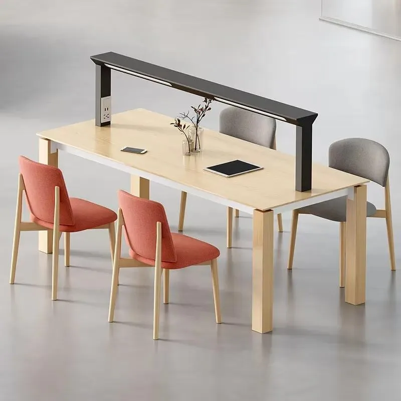 New Commercial Library Furniture Reading Table Set with Light Stand Design Rectangular Study Desk for School Office
