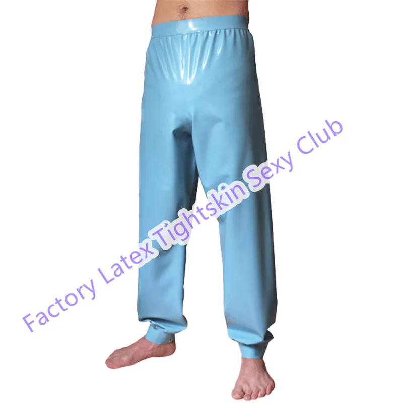 

Lake Blue Loosely Sexy Latex Pajamas Rubber Pants Trousers Bottoms Harem Joggers Plus Size Handmade Legging
