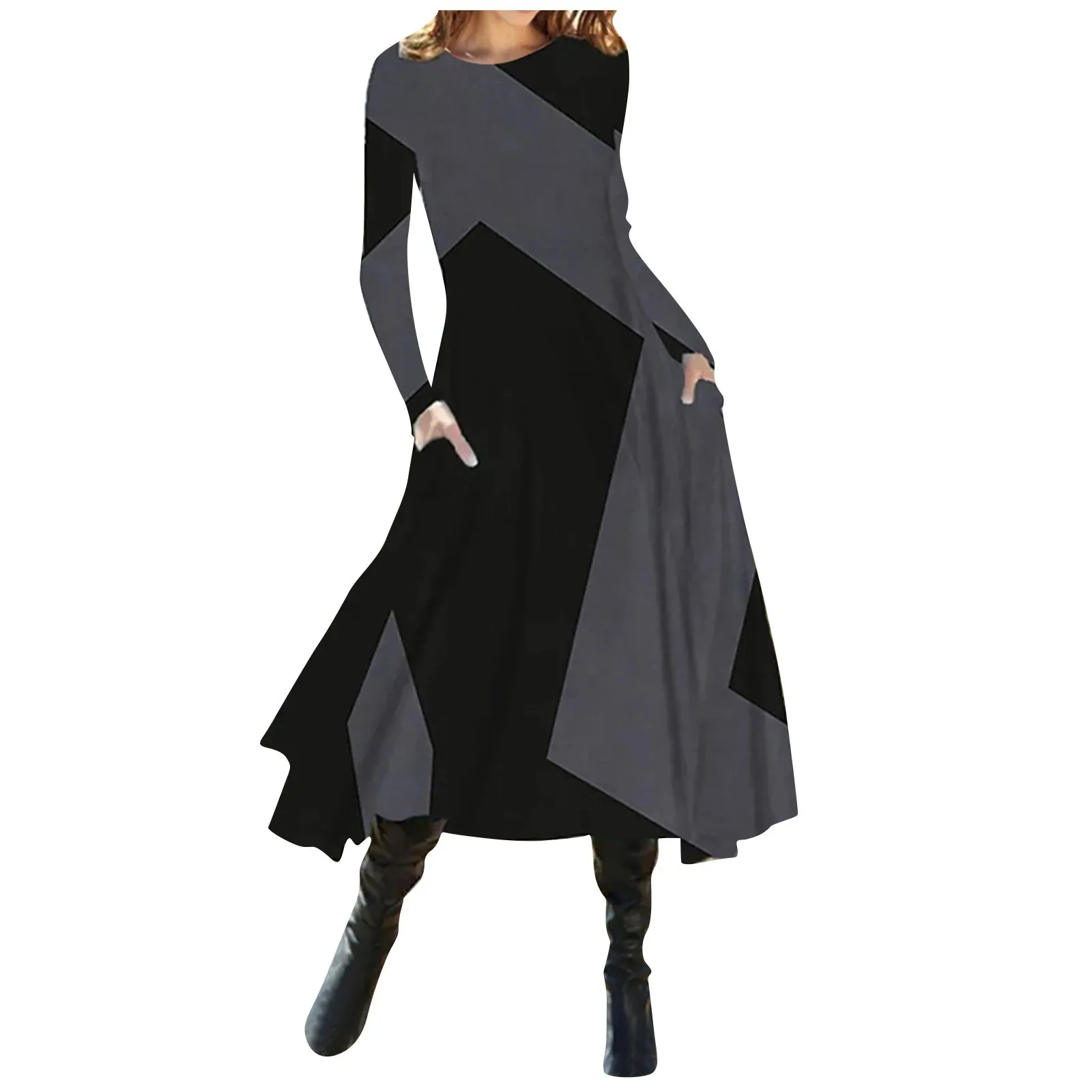 Elegant Women Long Dress V-Neck A-Line Dress Spring Autumn Vintage Cotton Long Sleeves Party Dresses Lady Casual Loose Vestidos