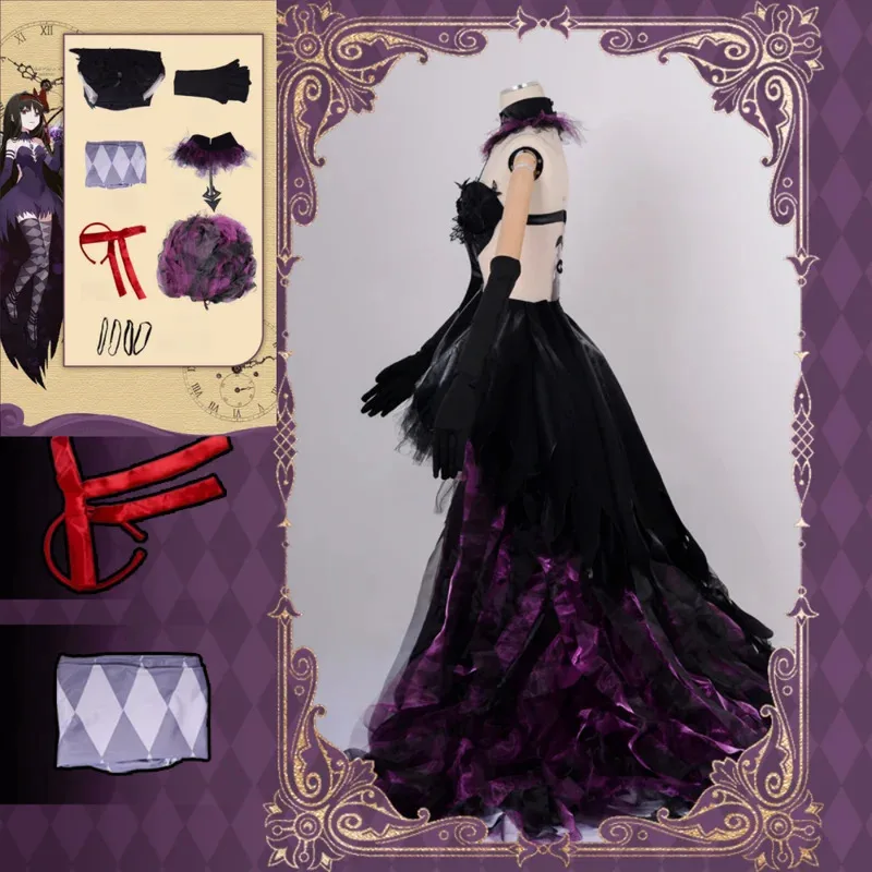 Akemi Homura cosplay diavolo Akemi Homura donna vestito viola abiti anime Puella Magi Madoka Magica Akemi Homura abiti di Halloween