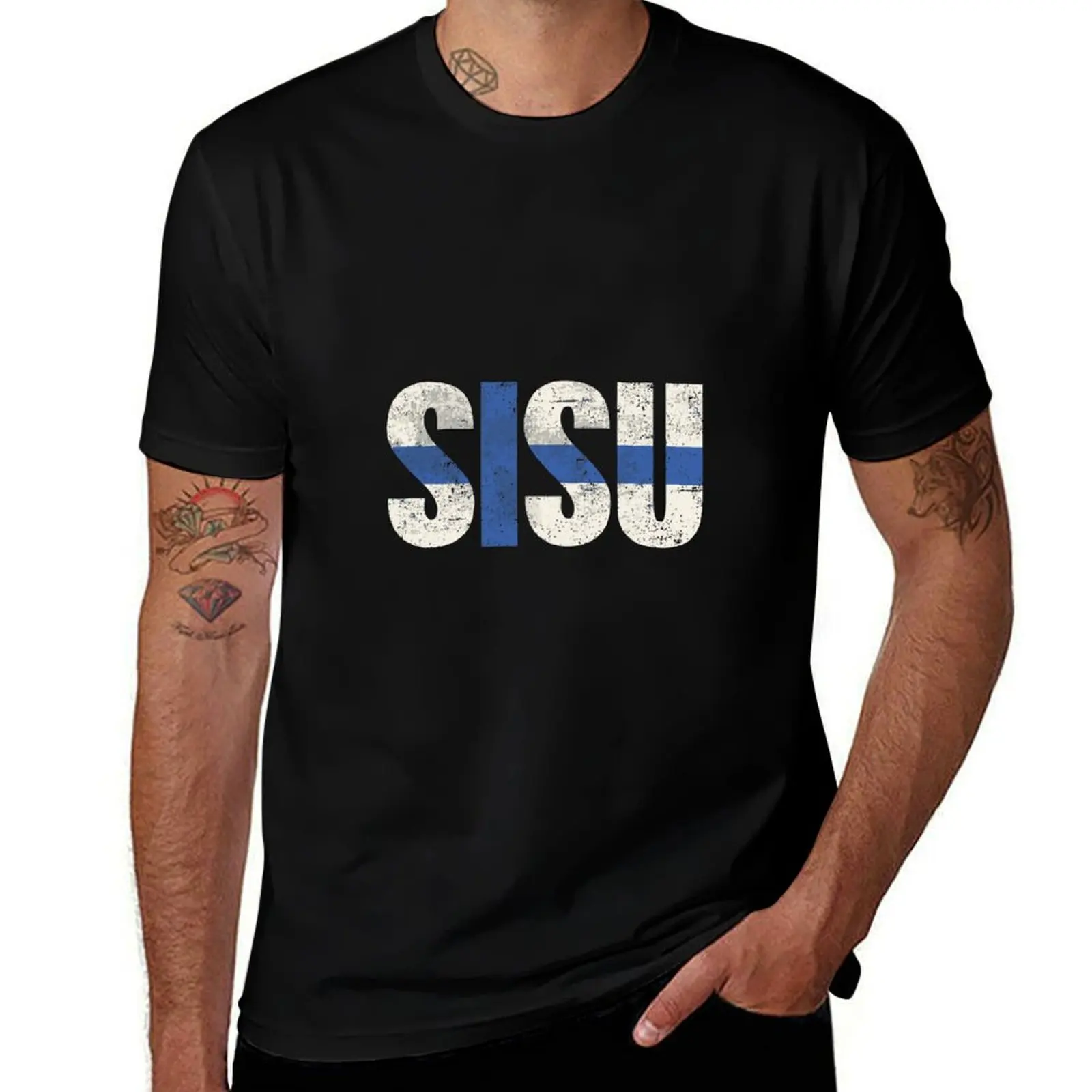 

Sisu Finnish Flag Vintage Distressed T Shirt Finland Suomi T-Shirt tops Blouse vintage graphic tee Men's t-shirt