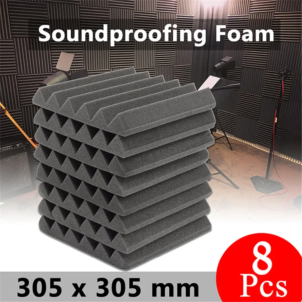 

8 Pcs 305 x 305 x 45mm Soundproofing Foam Sound Treatment Studio Room Absorption Wedge Tiles Acoustic Soundproof Foam