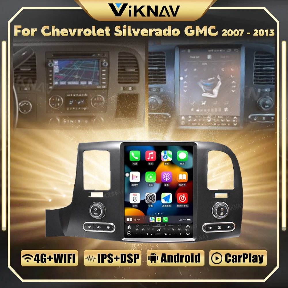 

Автомагнитола 12,1 дюйма, Android 12, для Chevrolet Silverado GMC 2007-2013, GPS-навигация, Carplay, мультимедийный видеоплеер, головное устройство