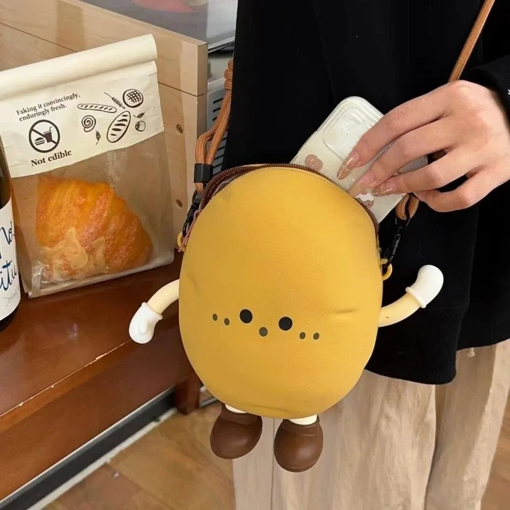 

Fashion Portable Potato Phone Bag with Zipper Soft Vegetable Coin Purse Crossbody Bag Creative Mini Earphone Bag Outdoor
