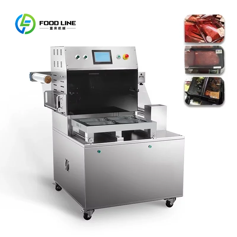 Custom made High Quality Semi Automatic Vacuum Nitrogen Flushing Tray Sealing Machine Modified Atmosphere Packing Machine