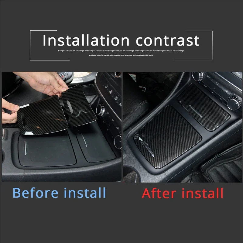 For Mercedes Benz CLA GLA A Class W117 W176 Car Central Center Storage Box Panel Trim Cover Stickers ABS Car Accessories